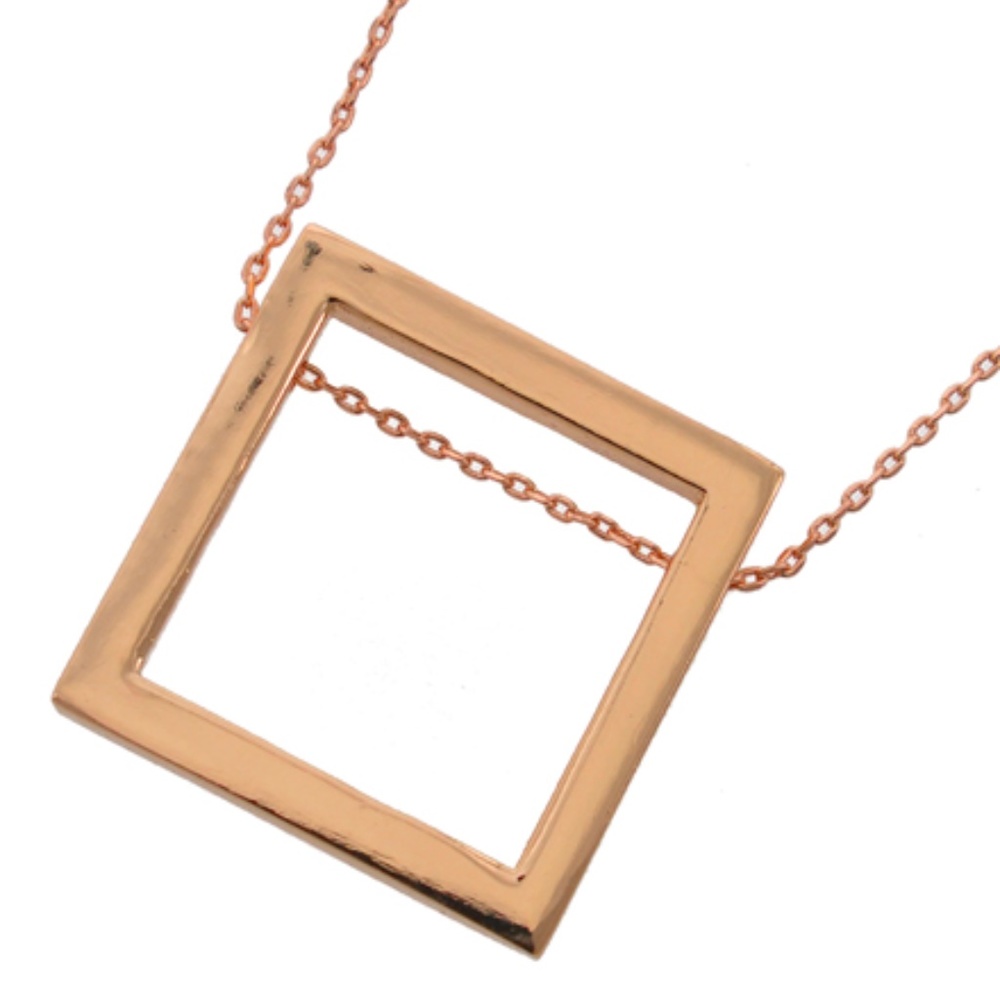 long square rose gold tone pendant